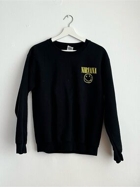 Vintage NIRVANA Black Crewneck with Yellow Smiley Logo